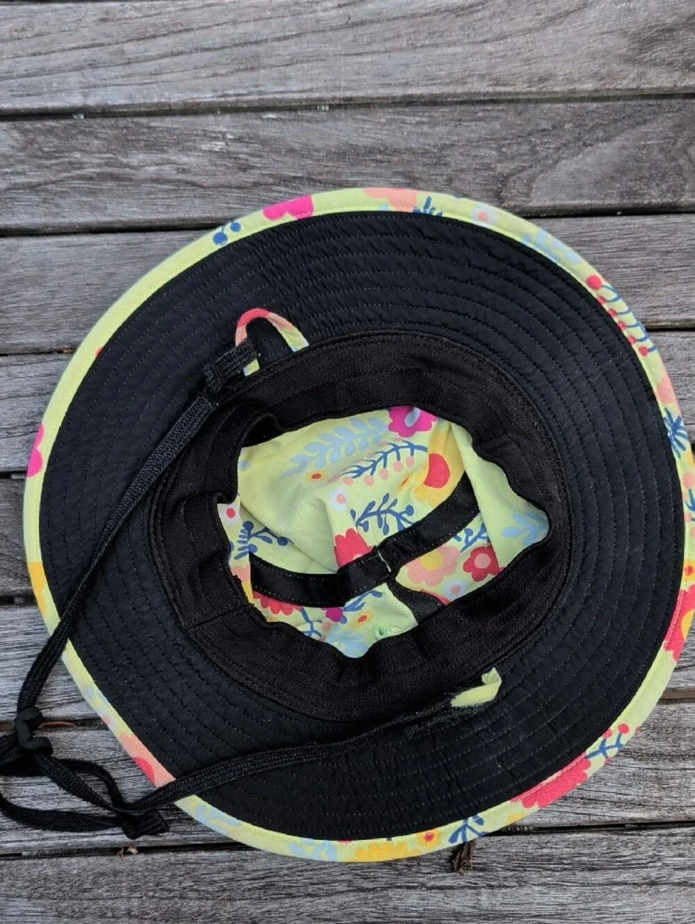 Patagonia Kids Floral Yellow Sun Hat with Adjustable Chin Strap